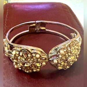 Crystal and silver-tone hinge cuff bracelet
